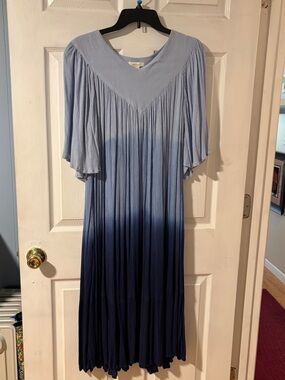 Vintage Bechamel Kaftan Style Blue Gathered Dress M